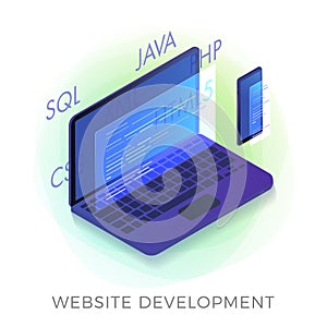 Website development and coding vector icon. Cross platform web page programming. Technology process of Software development
