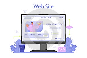 Website development online service or platform. HTML coding process