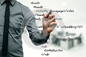 Website development - programmer writing code