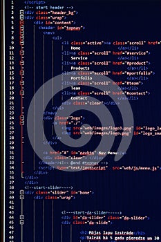 Website development - programming code on computer screen