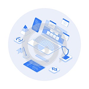 Website Development Programming Coding. Design, user experience UX, user interface UI. Website layout elements. Vector