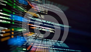 Website development. Server logs analysis. Closeup developing programming and coding technologies. Developer working on web sites