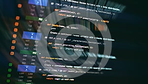 Website development. Server logs analysis. Closeup developing programming and coding technologies. Developer working on web sites