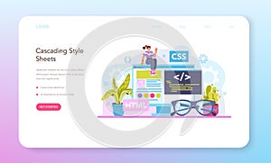 Website development web banner or landing page. HTML coding