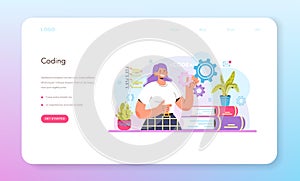 Website development web banner or landing page. HTML coding