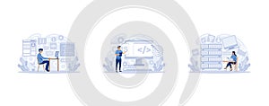 Website development, web design. Programming and coding, php and mysql development, cms development banners set. Computer