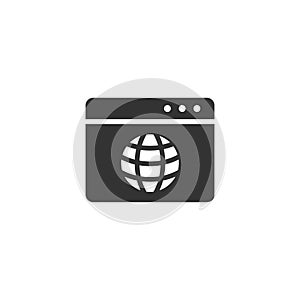 Website domain icon in flat style. Global internet address vector illustration on white isolated background. Server business