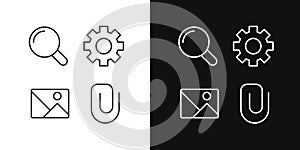 Website elements pixel perfect linear icons set for dark, light mode