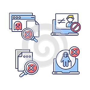 Website errors RGB color icons set