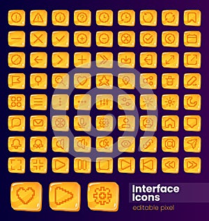 Website glossy ui button with pixelated icon big set