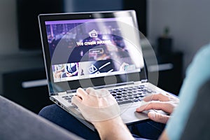 Website graphic design. Web designer, developer or programmer working on a responsive www site interface, UI and UX.