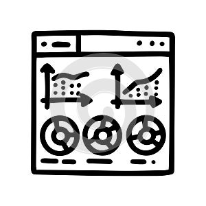 website with graphs line vector doodle simple icon