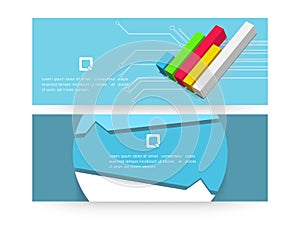 Website header or banner set with business infographic.