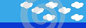 Website Header with Clouds on Blue Sky and Menubar