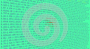 Website HTML code in browser view on Green background.