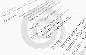 Website HTML code browser view on white background