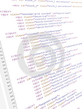 Website HTML code browser view on white background