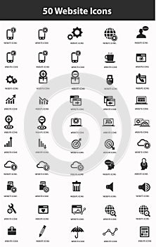 50 Website icon set,Black version