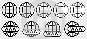 Website icon set. Www search bar icon