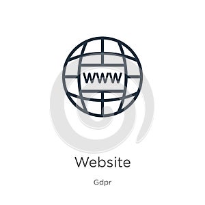 Website icon. Thin linear website outline icon isolated on white background from gdpr collection. Line vector website sign, symbol