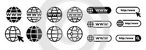 Sitio telarana icono. red mundial de internet icono 