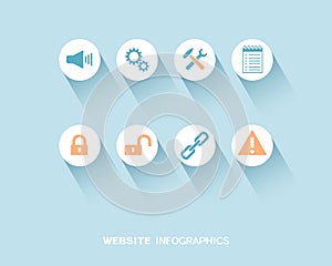 Website infographics with flat icons set