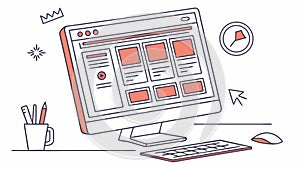 Website Interface Design on Desktop, Web Development UI, vector design Generative AI