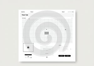 Website interface design featuring a minimalist layout. The main section displays a