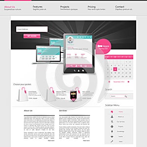 Website interface template design. Vector