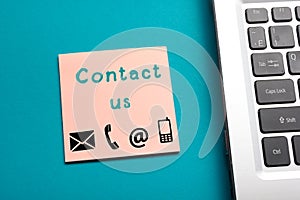 Website, Internet contact us page concept with laptop and reminder