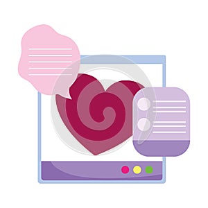 Website internet love chatting bubbles isolated white background