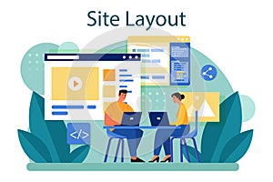 Website layout concept. Web development, mobile app design