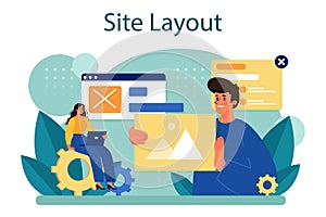 Website layout concept. Web development, mobile app design