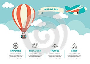 Website Layout with Travel Icons