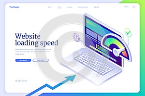 Website loading speed isometric landing page.