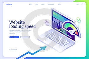 Website loading speed isometric landing page