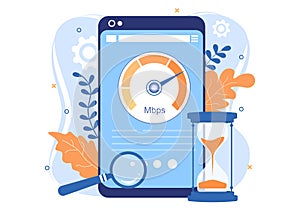 Website Loading Speed Optimization With Server, Web Programming, Mobile App Development, and Page Software. Background Vector
