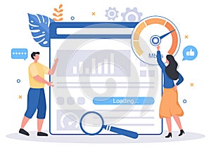 Website Loading Speed Optimization With Server, Web Programming, Mobile App Development, and Page Software. Background Vector