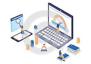 Website Loading Speed Optimization With Server, Web Programming, Mobile App Development, and Page Software. Background Vector