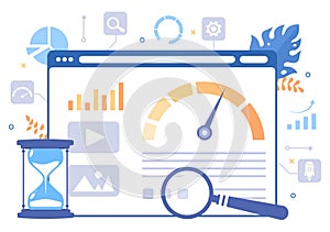 Website Loading Speed Optimization With Server, Web Programming, Mobile App Development, and Page Software. Background Vector