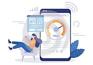 Website Loading Speed Optimization With Server, Web Programming, Mobile App Development, and Page Software. Background Vector