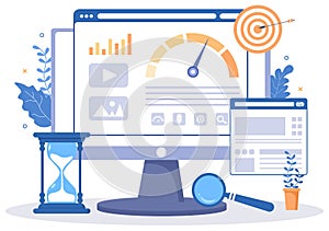 Website Loading Speed Optimization With Server, Web Programming, Mobile App Development, and Page Software. Background Vector