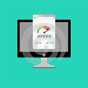 Website loading speed, Server speed, page speed test flat design vector illustration - Vector