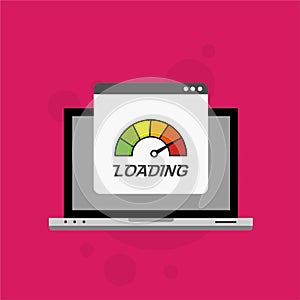 Website loading speed, Server speed, page speed test flat design vector illustration - Vector