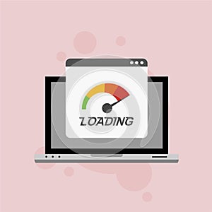 Website loading speed, Server speed, page speed test flat design vector illustration - Vector