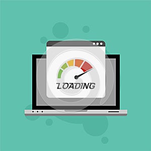 Website loading speed, Server speed, page speed test flat design vector illustration - Vector