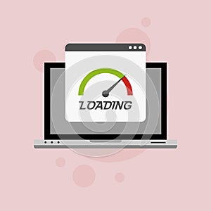 Website loading speed, Server speed, page speed test flat design vector illustration - Vector