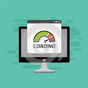 Website loading speed, Server speed, page speed test flat design vector illustration - Vector