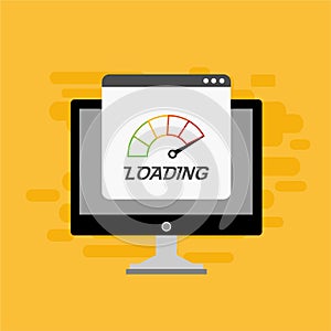 Website loading speed, Server speed, page speed test flat design vector illustration - Vector