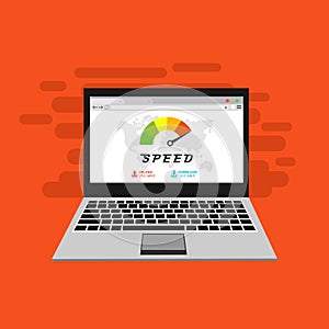 Website loading speed, Server speed, page speed test flat design vector illustration - Vector